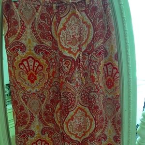 Banana Republic Red & Orange Paisley Ankle Pants